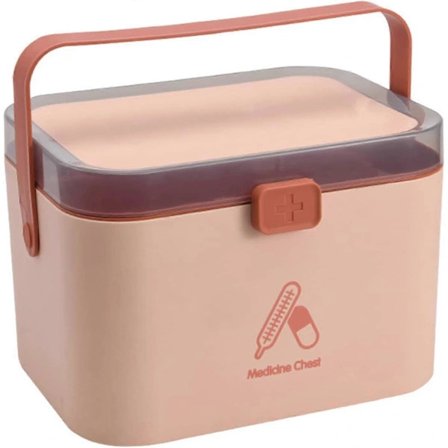 NA/Medicinförvaringslåda, hopfällbar 2-lagers första hjälpen-låda, bärbar medicinbehållare, stor medicinlåda