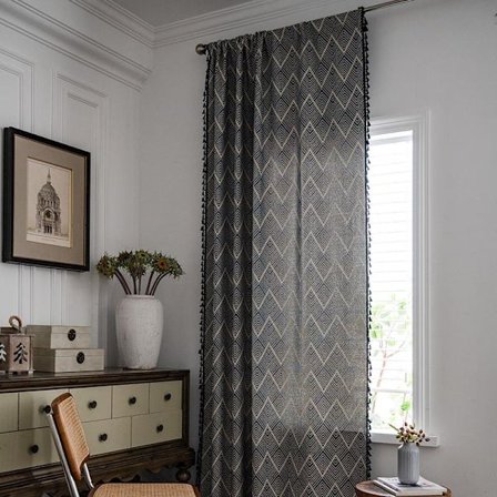 Semi-Blackout Vindusgardiner 1 Paneler Tribal Bomull Lin Mørklegging