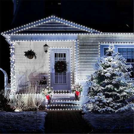 LED-lysstreng Utendørs Julelys 20m 200 LEDer Fjernkontroll