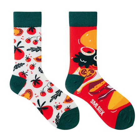 5 par Många stilar av AB-strumpor asymmetriska kreativa trendiga strumpor roliga par mandarinanka färgade mellanhöga strumpor