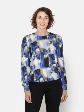 BRANDTEX - Langærmet T-shirt - Navy Mix - Mønstret