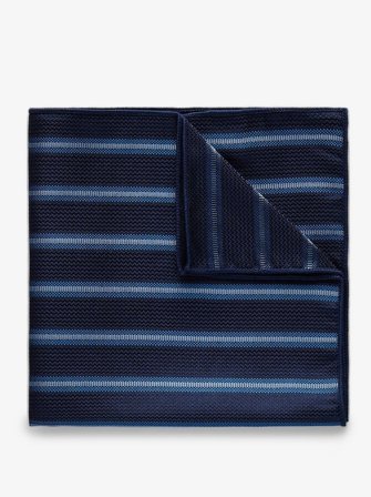 John Henric Men's Blau & Hellblau Gestreiftes Einstecktuch Size Onesize