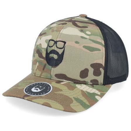 Bearded Man - Camo trucker Keps - Logo Green Camo/Black Trucker @ Hatstore
