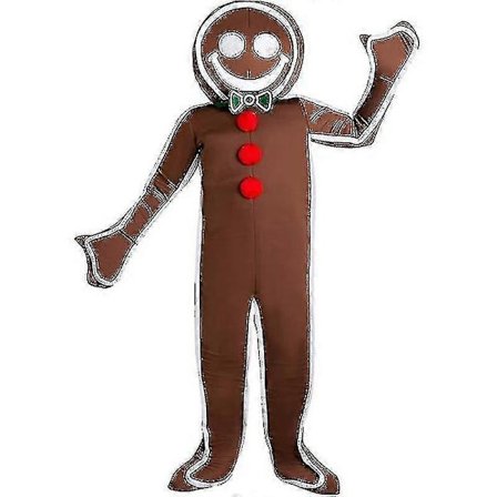 Iced Gingerbread Man Kostyme for Voksne, Julekakekostyme-Xin