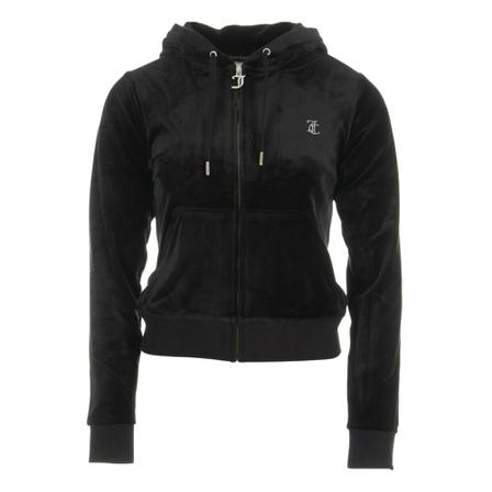Juicy Couture Glitter-Logo Zipped Hoodie Sort, Dame