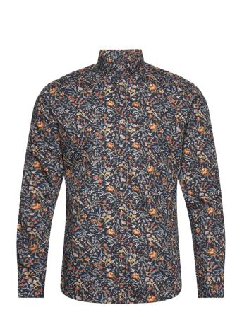 Jprblamonaco Print Shirt L/S Skjorte Business Marineblå Jack & J S*Betinget Tilbud