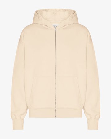 Organic Oversized Zip Hood - Ivory White - Male - L
