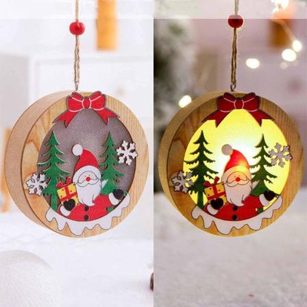 Julgransljus Jultomte ljusslinga Julgransdekoration Dekoration 2 st Upplysta trähänge (D)