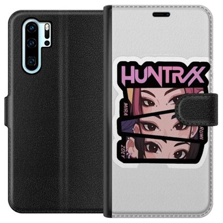 Yhteensopiva Lompakkokotelo Huawei P30 Pro K-pop-inspiroitunut futuristinen tyttöryhmä neonvaloissa ja kosminen sci-fi-kohtaus