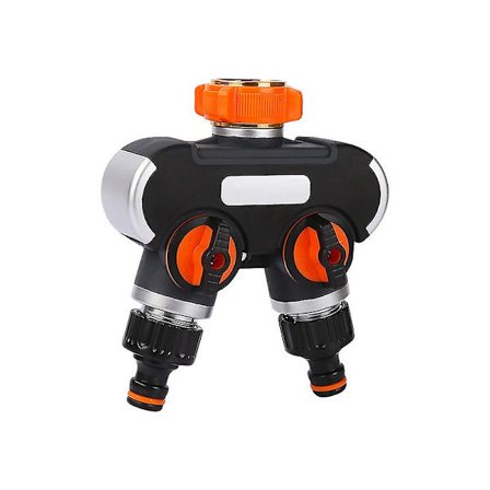 2-tie vedenjakaja, puutarhaletkun jakaja, puutarhaletkun liitin, säädettävä veden virtaus, ihanteellinen ulkohanaan, musta, yksi kappale, Lilaris