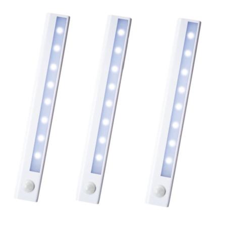 LED-lysstripe med bevegelsessensor 3-pak Hvit Hvit