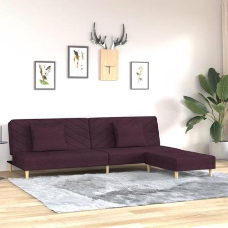 Vidaxl Bäddsoffa 2-sits Med Två Kuddar Och Fotpall Lila Tyg Lila