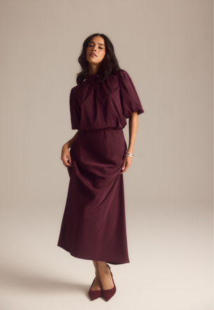 BUBBLEROOM-Satin Midaxi Skirt-L