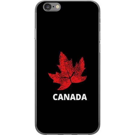 Yhteensopiva Puhelinkuori Apple Apple iPhone 6 Graafinen vaahteralogo punaisella mustaa taustaa vasten, jossa on selkeä Kanada-viittaus ja minimalist