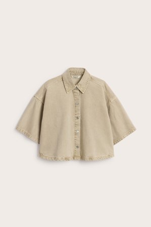 Kappahl | Kortärmad skjorta i bomullstwill Ljusbrun M | Ljusbrun