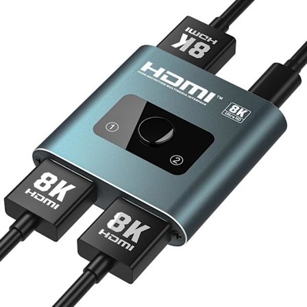 2025 Senaste Modell 4K 120Hz HDMI-switch, 8K 60Hz HDMI 2.1 Bi-Directional 2-i-1/1-i-2 Switcher Splitter, Automatisk HDMI-väljare i aluminium