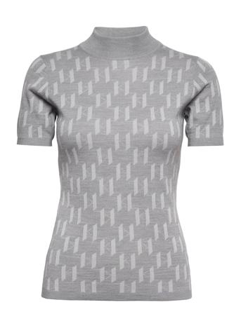 Monogram Mockneck Top Høyhalset Pologenser Grå Karl Lagerfeld
