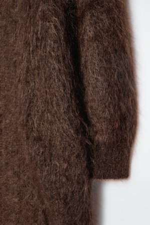 COS Women's Textured Mohair-Blend Maxi Cardigan in Brown