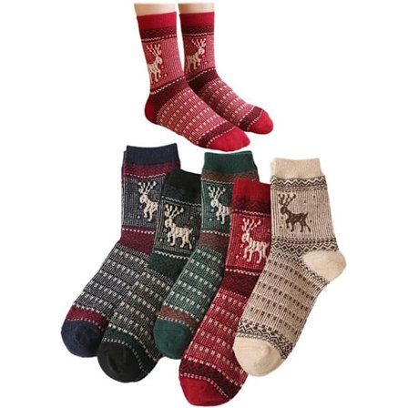 5 par (Style-B) Vinterstrømper - Hjemmesokker - Hjemmesko-strømper