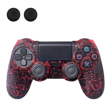 DATA FROG Silikonskydd Sony PlayStation 4 Pro / PS4 Slim / Playstation 4 Spelkontroll Graffiti Skyddsfodral - Röd Fenixfjäder