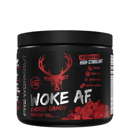 Pre-workout Bucked Up Woke AF PWO, 260 g, Cherry Hard Candy - Bodyman.dk