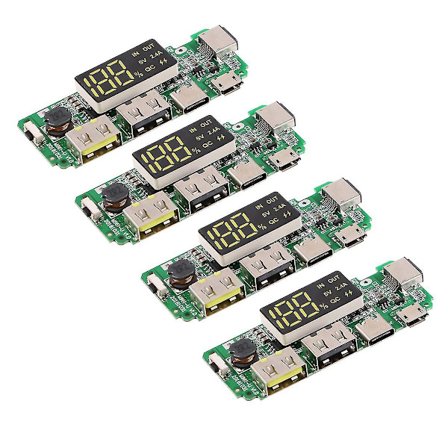 4 stk. 18650 Opladningskort Dobbelt USB 5V 2.4A Mobil Bank Modul