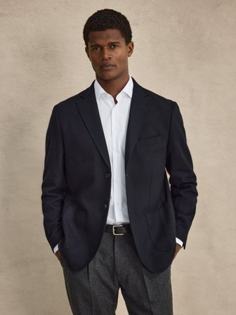 John Henric Men's Dunkelblauer Blazer Tailored Fit Size 46