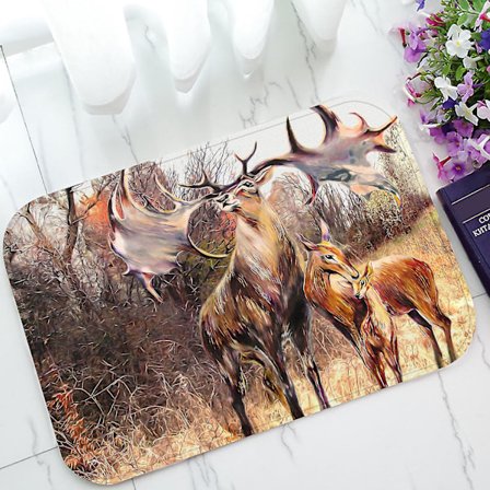 Smuk Reindeer Familie Efterårs Træ Dørmatte Indendørs/Udendørs/Badeværelse Tæpper 40x60 Cm