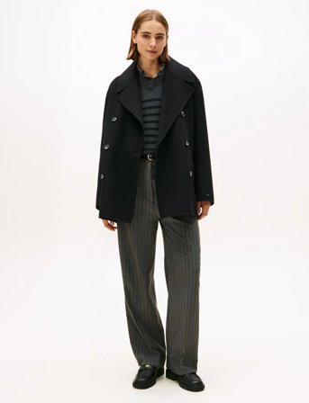 Tommy Hilfiger Pinstripe Loose Straight Pant - Grey - 36