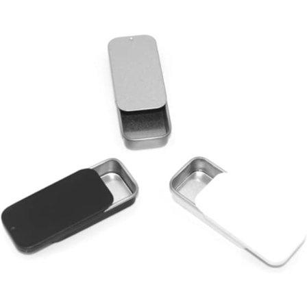 3 stk Mini Metallbokser Beholdere Metall Skyvelokk Bokser Rektangulære Tomme Hengslede Bokser