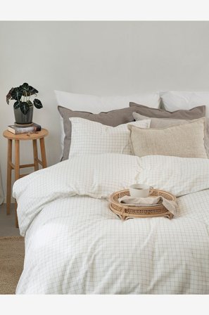 Borganäs of Sweden - Sengesett Birger Flanell - Hvit - Sengesett - 150X210 - Fra Homeroom