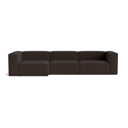 Lissabon Chaiselongue-Sofa, links | 360cm in Rebel Dunkelbraun, hochwertiges Design mit vielen bequemen Schaumstoffschichten für Komfort.