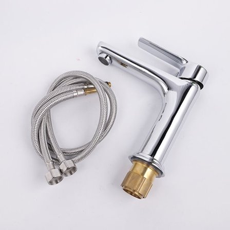 1 st Blandare för handfat i badrum i 304 rostfritt stål, blandare för varmt och kallt vatten