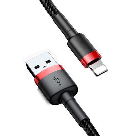 Baseus Kevlar USB-kabel med Lightning 2A, 1 m - Röd/Svart