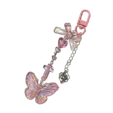 Stilren Nyckelring Rosett Mobiltelefon Hänge Trendig Nyckelring Fyrklöver Mobiltelefon Berlock Elegant Accessoar för Kvinnor