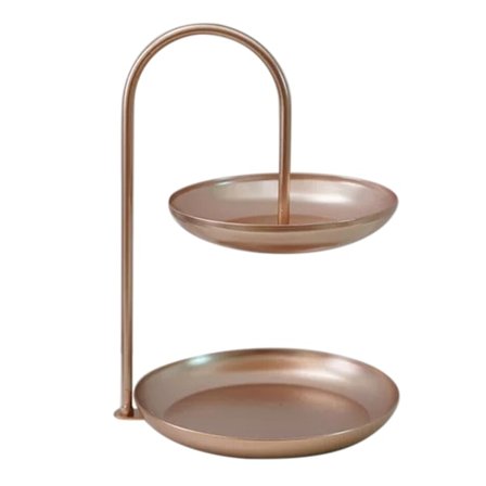 Dobbel Fruktskål, Rosegull Jern Multifunksjonell Skål Med Stor Kapasitet For Frukt, Snacks, Cupcakes, Elegante Hjemmedekorasjoner For Kontorfester