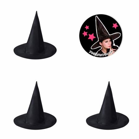 3 kpl Halloween-hattu musta Oxford-kangas velhohattu meikkiasu rekvisiitta noitahattu noitahattu (L)