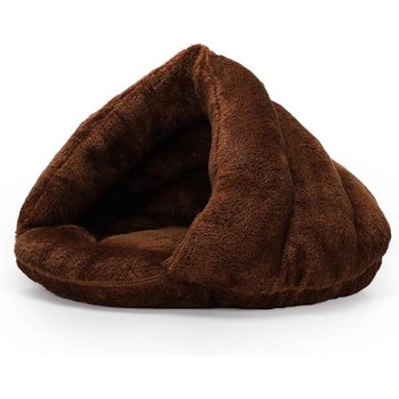 ING Katteseng - Varm Kattesovepose - Innendørs Bruk - Liten Maskinvaskbar Triangelseng - 40cm - Mørkebrun