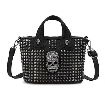 Dame Hodeskalle Håndveske Stor Kapasitet Gotisk Skulderveske Pyntet Doktorveske