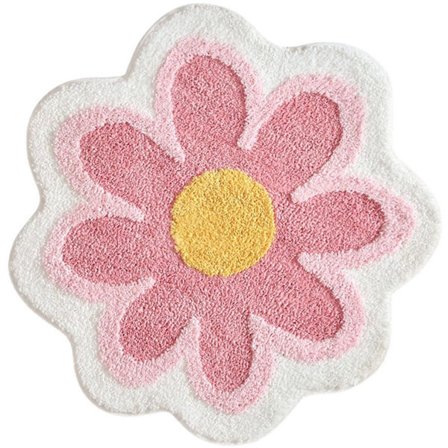 Badematte/teppe - Sklisikker badematte - Blomstermønster - 40*40*1,7 cm - Rosa