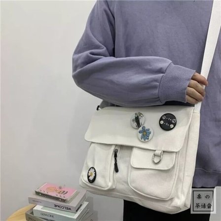 Dameveske Dame Lerrete Messenger Bag Ungdom Dame Mote Skulder Bag Student Stor Kapasitet Dame Crossbody Vesker Dame Pakke