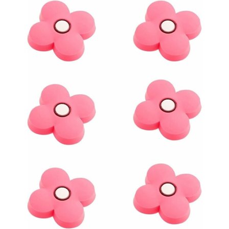 Sæt med 6 tegneserieformede bløde gummiknapper til skuffer til børn, piger, drenge, skabe, legetøj, bogreol (lyserød blomst)