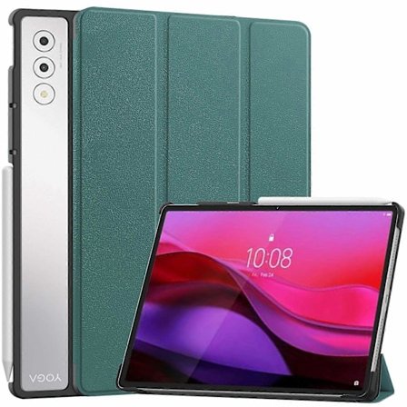 Beskyttelsesetui for Lenovo Yoga Tab Plus Anti-fall Lær Stativ Nettbrettetui - Svart Grønn-WELLNGS