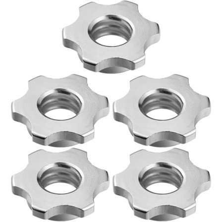 5 stk. - Vægtstangslåse med møtrik til vægtløftning med håndvægte, kompatibilitet og nem installation for sikker træning