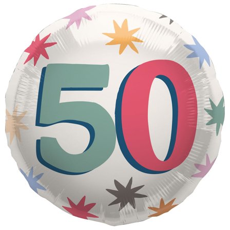 Pyöreä Folioilmapallo Tähdillä 50 vuotta