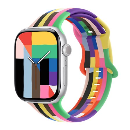 Urrem til Apple Watch iWatch 44/45/46/49mm Stribet Regnbue Nyt Produkt