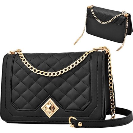 Dame Skuldertaske - Aftentaske (med kæde og skulderrem) - Sort