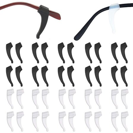 20 par silikon ørekroker for briller, sklisikre ørekroker for briller, silikonputer for briller