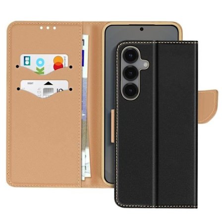 Plånboksfodral - Samsung - Galaxy S25 Plus - Saffiano-läder - Svart - Heltäckande skydd