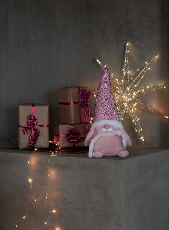 Julepynt Nisse sittende H35 - rosa